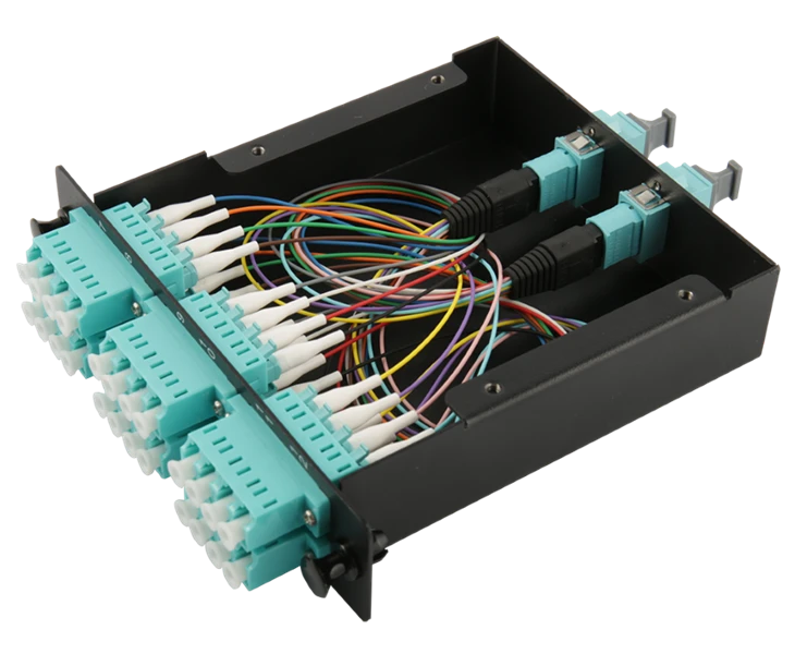 12 casete 12 fibre OM4 multimod MTP la 12 LC Duplex Aqua